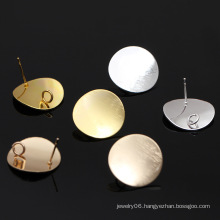 J3830 Stud Earrings Post with Loop Bent Round Ear Geometric Earring Studs Components for Earring Making